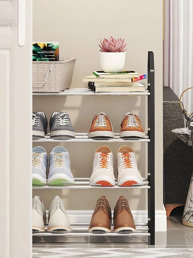 NewWave Schoenenrek Zwart Klein Eenvoudige Schoenenrekopslag schoenenkast Compact Opbergrek 18x41x50cm