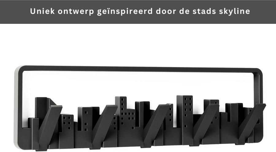 NewWave Products NewWave Wand Kapstok Met Hoedenplank Wandrek Met 7 Haken Wandmontage Garderobe Rek Met Legplank