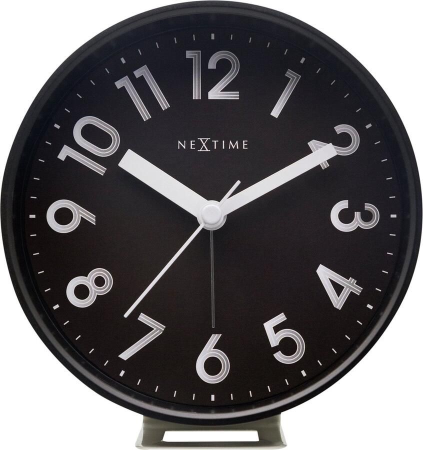 NeXtime Tafel Wekker 12.5x13x5.5cm Stil Lichtfunctie Zwart plastic Reflect