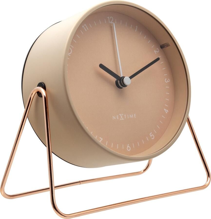 NeXtime Tafel Wekker 14x13x7cm-Stil-Roze-Metaal- Berlin Table