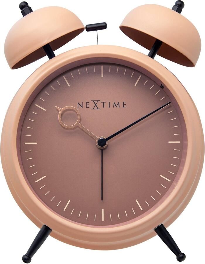 NeXtime Tafel Wekker 15x18x7cm Stil licht functie Perzik Metaal Golden Hour