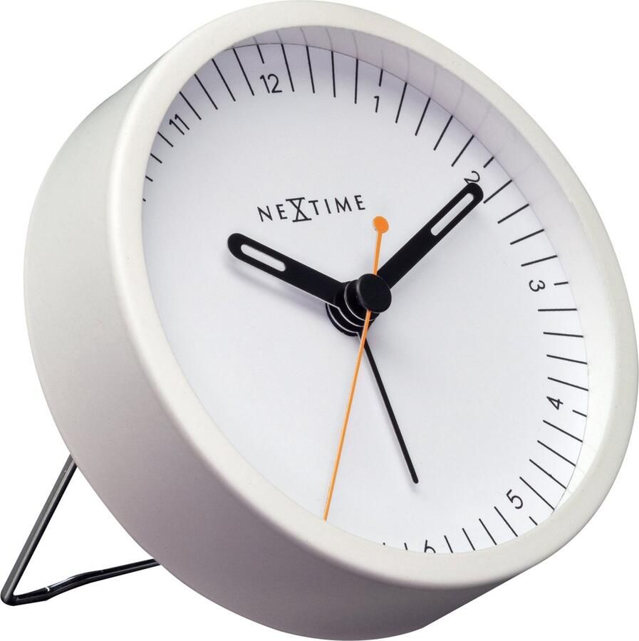NeXtime Tafel Wekker 9x9x7.5 cm Stil Wit Metaal Small