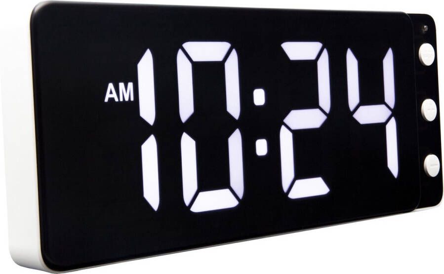 NeXtime Tafel Wandklok 27.2x10.8x3cm LED Wit ABS 'Digitale Klok Wit