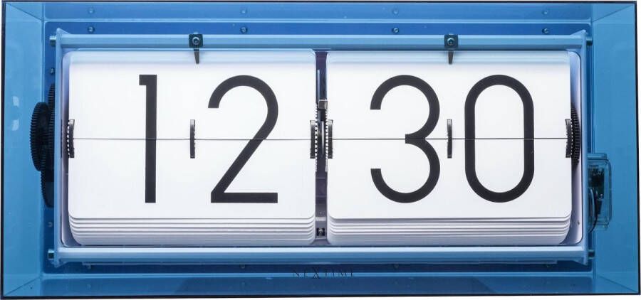 NeXtime Tafel wandklok Big Flip 36x16.7x8.5cm acryl blauw NE-5209BL