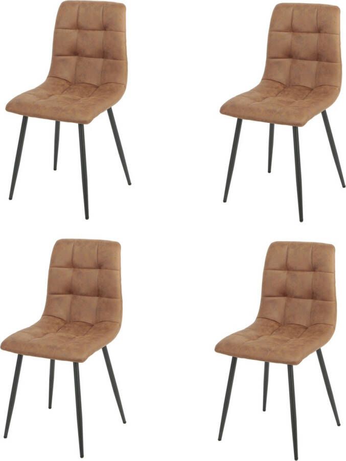 NezR Eetkamerstoel Denver Eetkamerstoelen Set van 4 Cognac Microfiber Sinterklaas Kerst