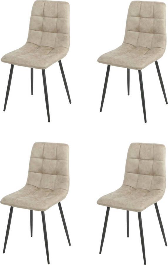 NezR Eetkamerstoel Denver Eetkamerstoelen Set van 4 Taupe Microfiber Sinterklaas Kerst