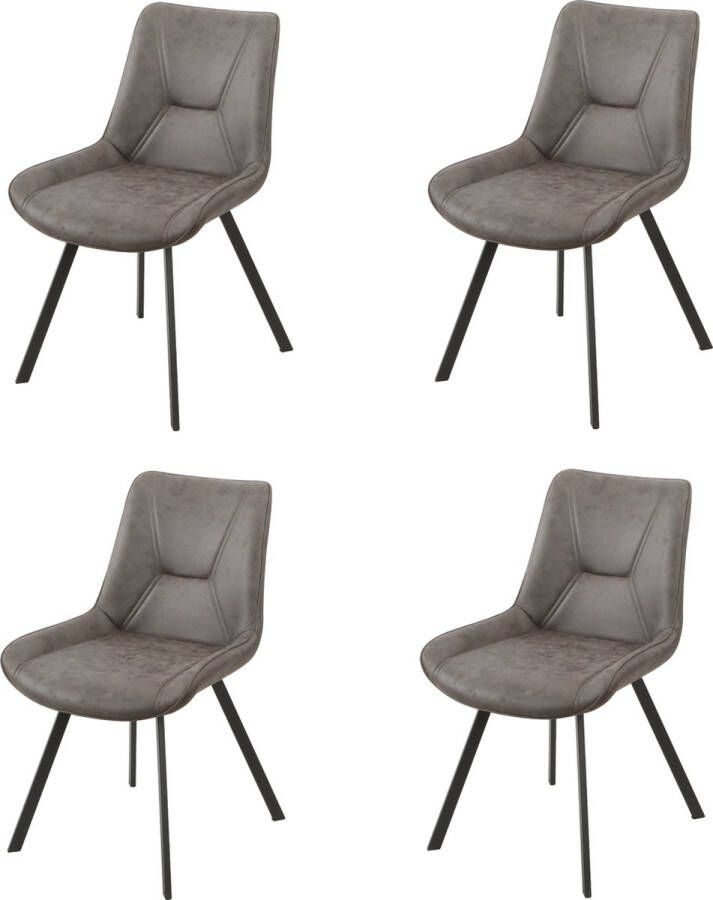 NezR Eetkamerstoel Miami Eetkamerstoelen Set van 4 Grijs Microfiber