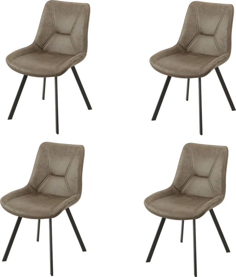 NezR Eetkamerstoel Miami Eetkamerstoelen Set van 4 Groen Microfiber Kerstcadeau