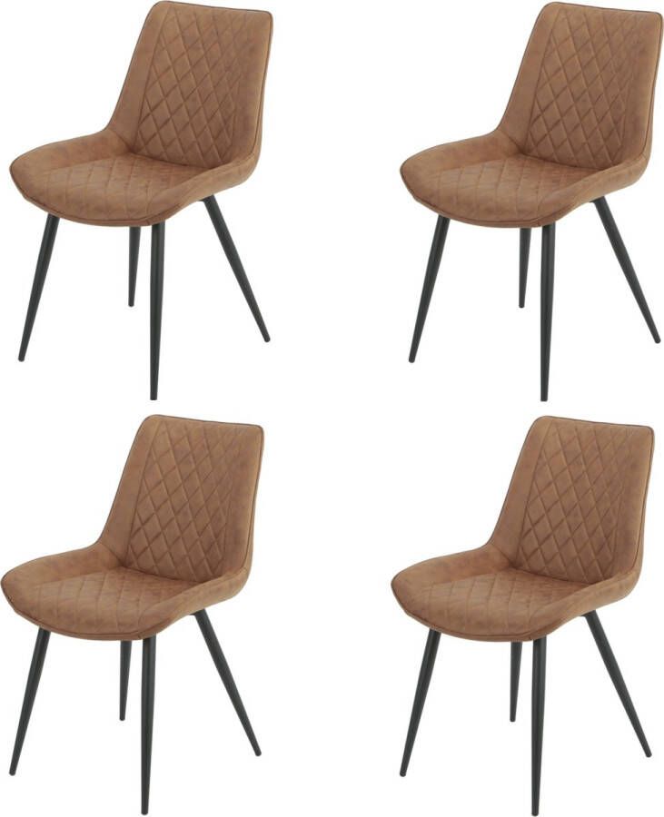 NezR Eetkamerstoel Tampa Eetkamerstoelen Set van 4 Cognac Microfiber Sinterklaas Kerst