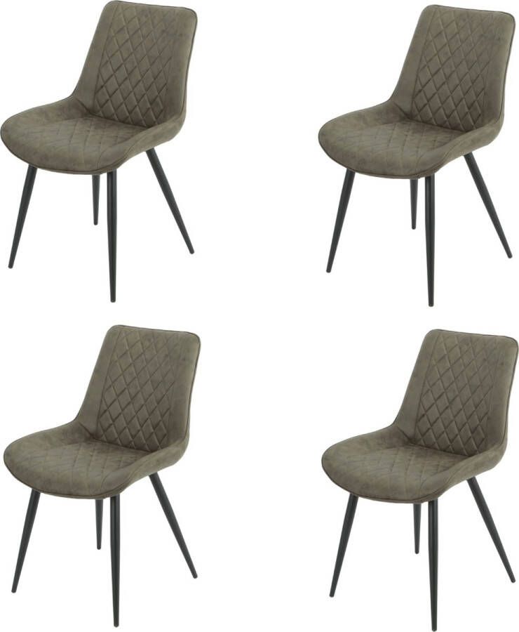 NezR Eetkamerstoel Tampa Eetkamerstoelen Set van 4 Groen Microfiber Kerstcadeau