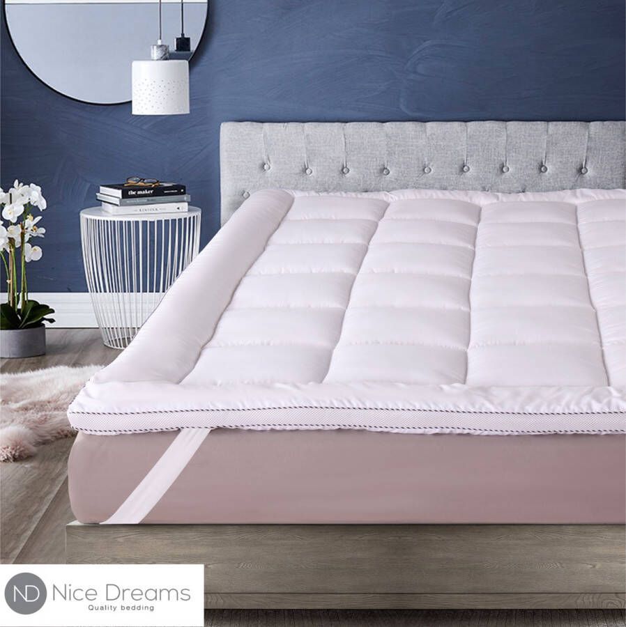 Nice Dreams Slaapspeciaal Topper Series 3D Air Hotel Topmatras 90x200 cm Zachte Topdekmatras Antibacteriëel Orthopedisch Wit Wasbaar Anti Allergisch Bevestigbaar met Elastieke Hoeken Eenpersoons - Foto 2