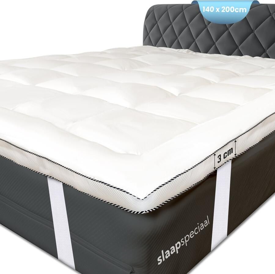 Nice Dreams Slaapspeciaal Topper Series 3D Air Hotel Topmatras 140x200 cm Zachte Topdekmatras Antibacteriëel Orthopedisch Wit Wasbaar Anti Allergisch Bevestigbaar met Elastieke Hoeken Tweepersoons - Foto 3