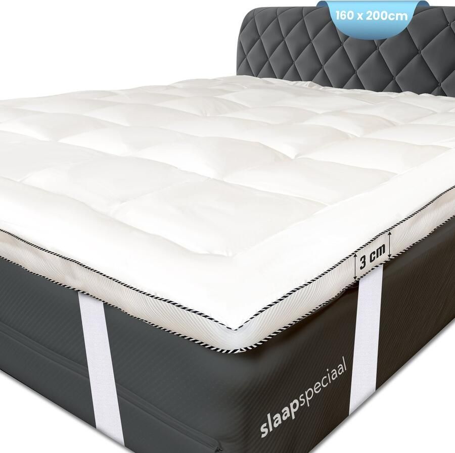 Nice Dreams Slaapspeciaal Topper Series 3D Air Hotel Topmatras 160x200 cm Zachte Topdekmatras Antibacteriëel Orthopedisch Wit Wasbaar Anti Allergisch Bevestigbaar met Elastieke Hoeken Tweepersoons - Foto 3