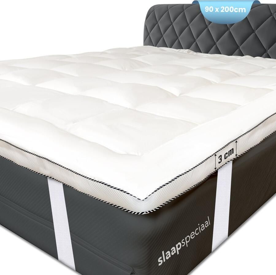 Nice Dreams Slaapspeciaal Topper Series 3D Air Hotel Topmatras 90x200 cm Zachte Topdekmatras Antibacteriëel Orthopedisch Wit Wasbaar Anti Allergisch Bevestigbaar met Elastieke Hoeken Eenpersoons - Foto 3