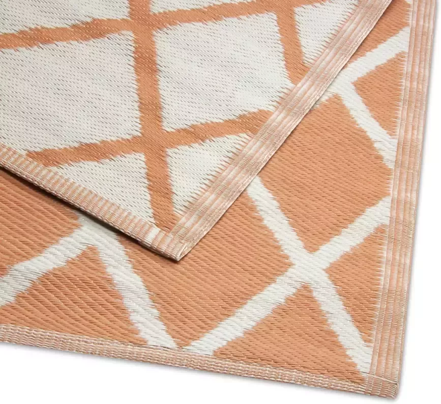 NICEEY Buitenkleed Tuintapijt Vloerkleed Omkeerbaar 120x180cm Apricot Wit
