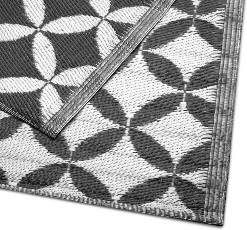 NICEEY Buitenkleed Tuintapijt Vloerkleed Buitenkleed Omkeerbaar 120x180cm Zwart Wit