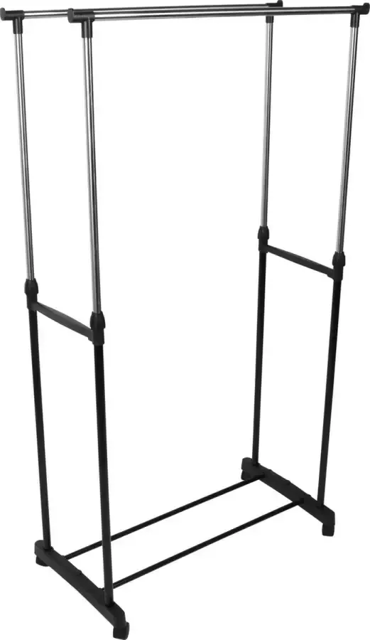 NICEEY Kledingrek op Wieltjes Verstelbaar Hoogte 90-160 cm 130 KG Draagcapaciteit Kleding Rek op Wielen Kledingrek Metaal Kledingrek Slaapkamer Zwart - Foto 2