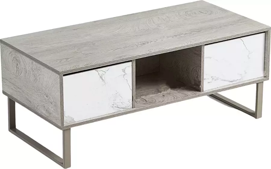 NICEEY Salontafel met Lade Koffietafel Bijzettafel Sidetable Opbergruimte Hout 104 x 49.5 x 39.5 cm Marmerlook