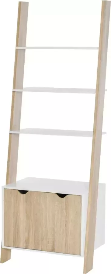 NiceGoodz Boekenkast met opbergruimte op 3 niveaus boekenstandaard boekenrek Ladderrek Wit 60B x 40T x 171H cm - Foto 1