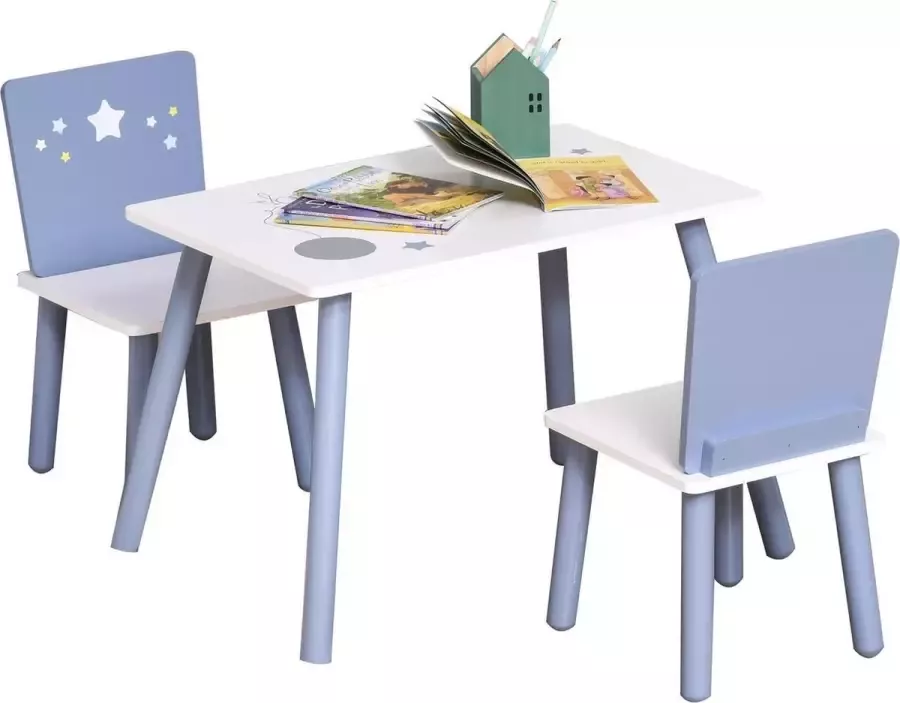 NiceGoodz Kinderzitgroep 3 delig Kinderstoel Kindertafel Kinderspeelgoed Speelgoed 2-4 jaar Blauw wit