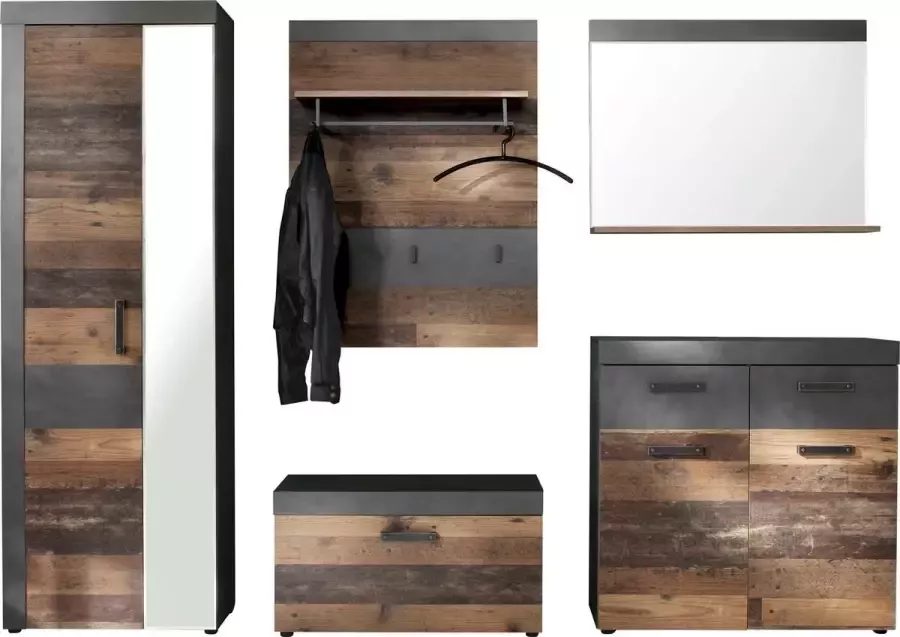 Nicesleep .nl- Halmeubelset Siena -Grijs Matera decor -Old Wood decor Set van 5