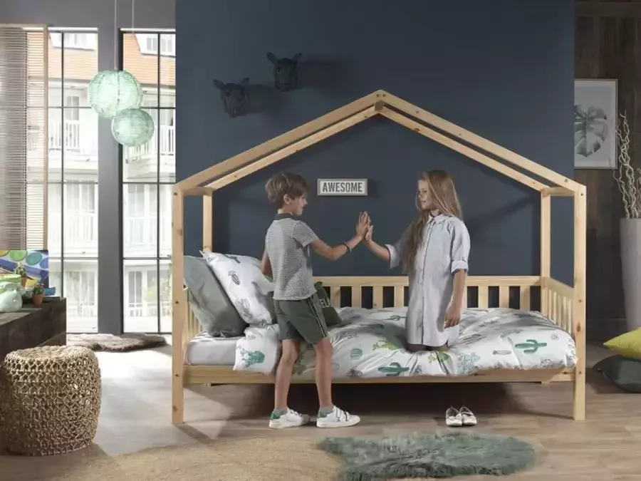 Nicesleep Wonen & Slapen Nicesleep.nl Dallas huisbed- Grenen Hout kleur- Matrasmaat 90×200 cm