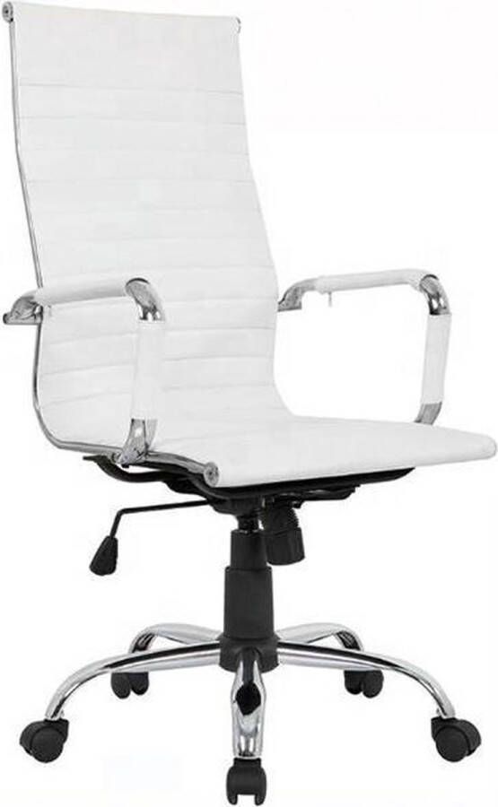 Nifty Living Bureaustoel Wit PU-leer Met Chroom Onderstel