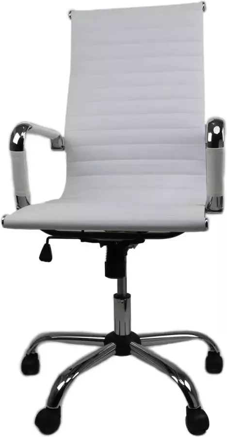Nifty Living Bureaustoel Wit PU-leer Met Chroom Onderstel - Foto 2