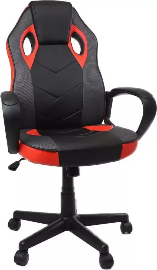 Nifty Living Gamestoel Bureaustoel ademend en comfortabel ergonomisch PU kunstleer Rood Zwart
