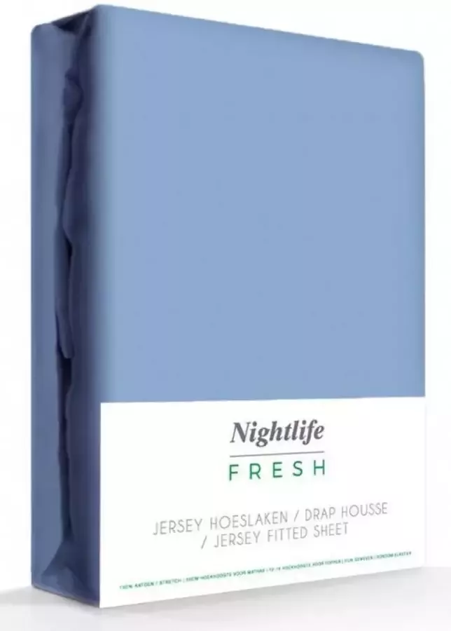 Nightlife Ambianzz Bedding Jersey Hoeslaken Matras 150 gr m2 100% Katoen (stretch) 140x200 + 35 cm Blauw