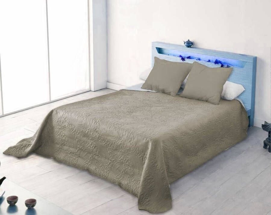 Nightsrest Bedsprei Alicia Linnen-Grijs Maat: 180x270cm 1 persoons voor bedden van 90 100 en 120 cm breed