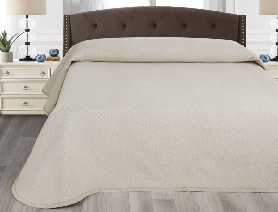 Nightsrest Bedsprei Julia Sprei met ruitvormige kleine blokjes Ecru Maat: 180x260 cm 1 persoons voor bedden van 90 100 en 120 cm breed
