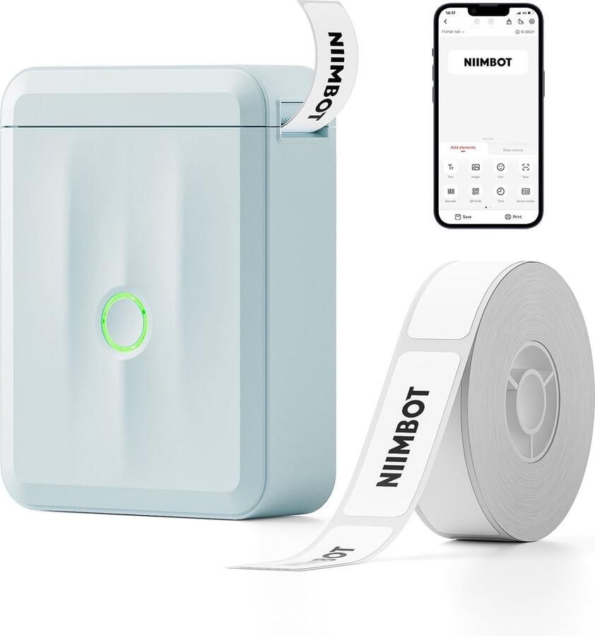NIIMBOT D110M Labelprinter Labelmaker Blauw Draadloos Lichtgewicht Direct Thermisch 203dpi 1500mAh Print Breedte 15mm