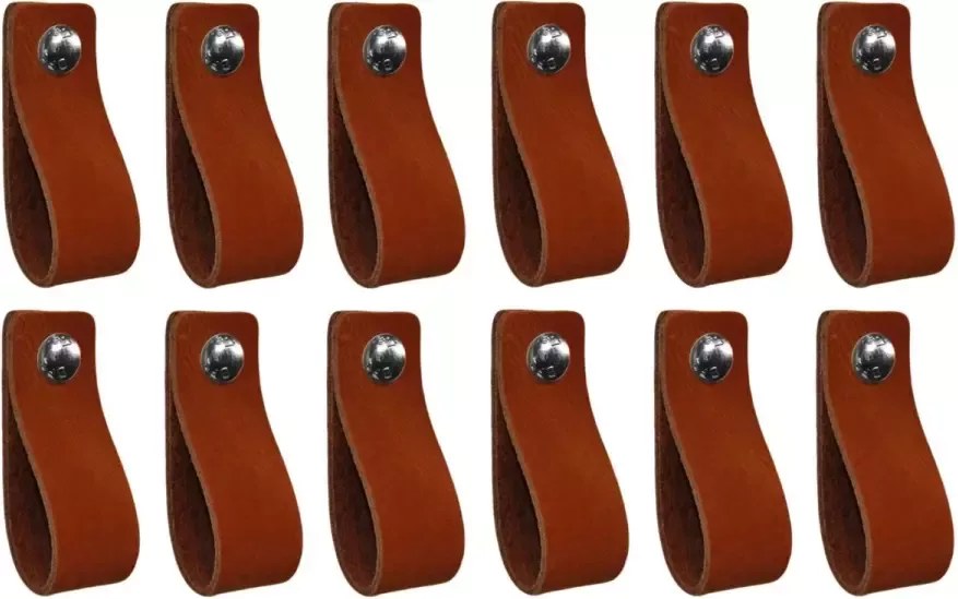 NiiNiiX leren handgreep MAAT S 3cm breed 15cm lang VOORDEEL set van 12 stuks zonder bouten Cognac