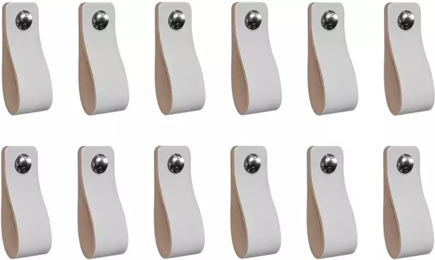 NiiNiiX leren handgreep MAAT S 3cm breed 15cm lang VOORDEEL set van 12 stuks zonder bouten Wit
