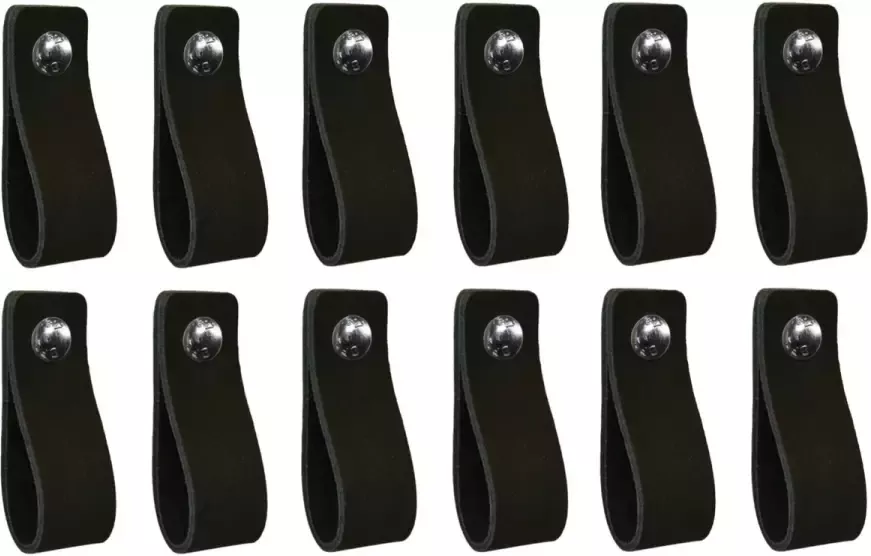 NiiNiiX leren handgreep MAAT S 3cm breed 15cm lang VOORDEEL set van 12 stuks zonder bouten Zwart