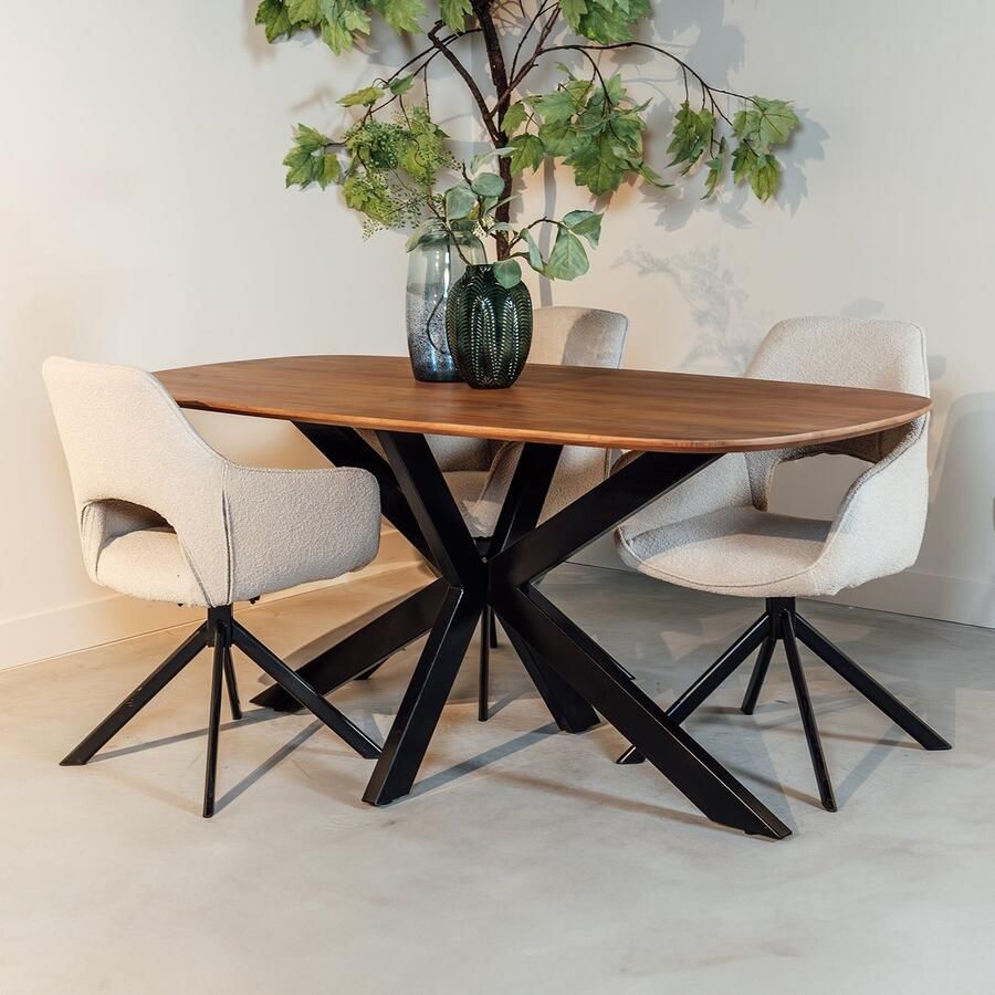 Nijwie Eettafel Akagi Deens Ovaal Mango Naturel