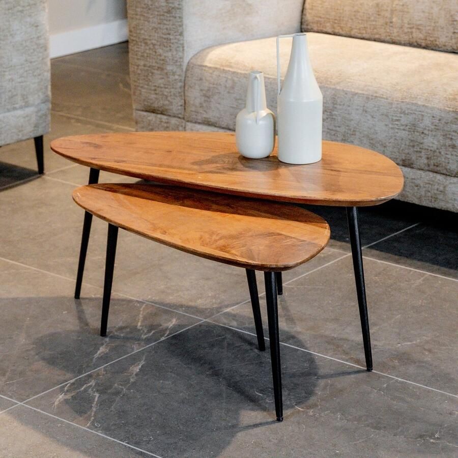 Nijwie Salontafel Flare Set Van 2 Mangohout