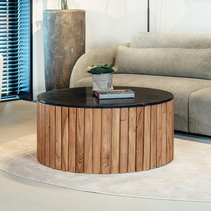 Nijwie Salontafel Zanzibar Marmer Black Acacia Natural 90cm