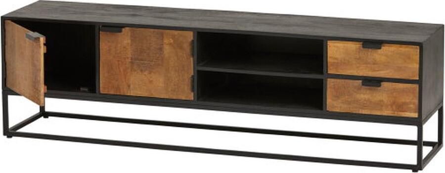 Nijwie TV-meubel Genovese 180 cm Mangohout Naturel Zwart