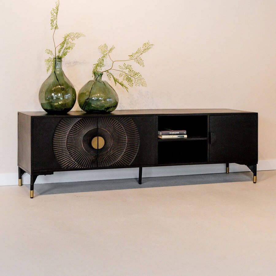 Nijwie TV-Meubel Sun Zwart Mangohout