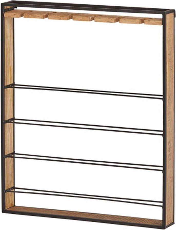 Meubelplaats Wand wijnrek Semmy vierkant mangohout Naturel