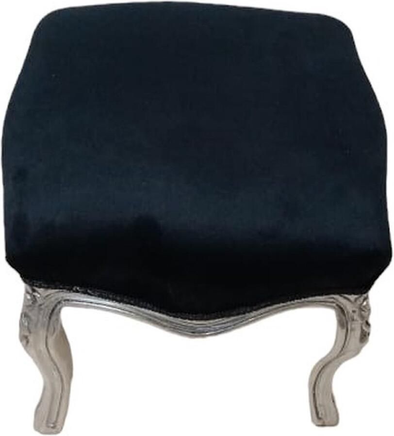 Nile Furniture Barok krukje zilver donkerblauw