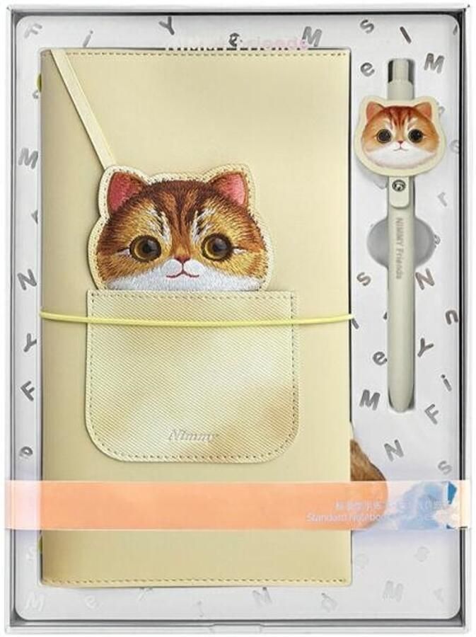 Nimmy Set 2In1 Notitieboek Big Eyed Pet 2.0 Kat Kantoorpen Praktisch