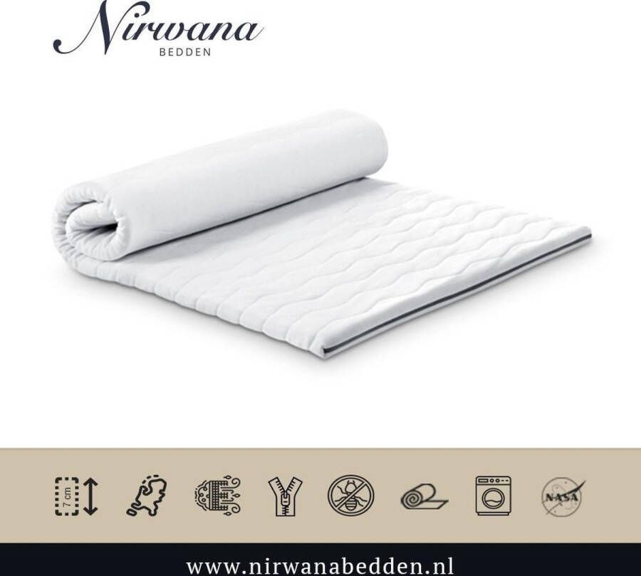 Nirwana Bedden 130x200 Topper Dekmatras Nasa traagschuim c.a. 6 cm dik