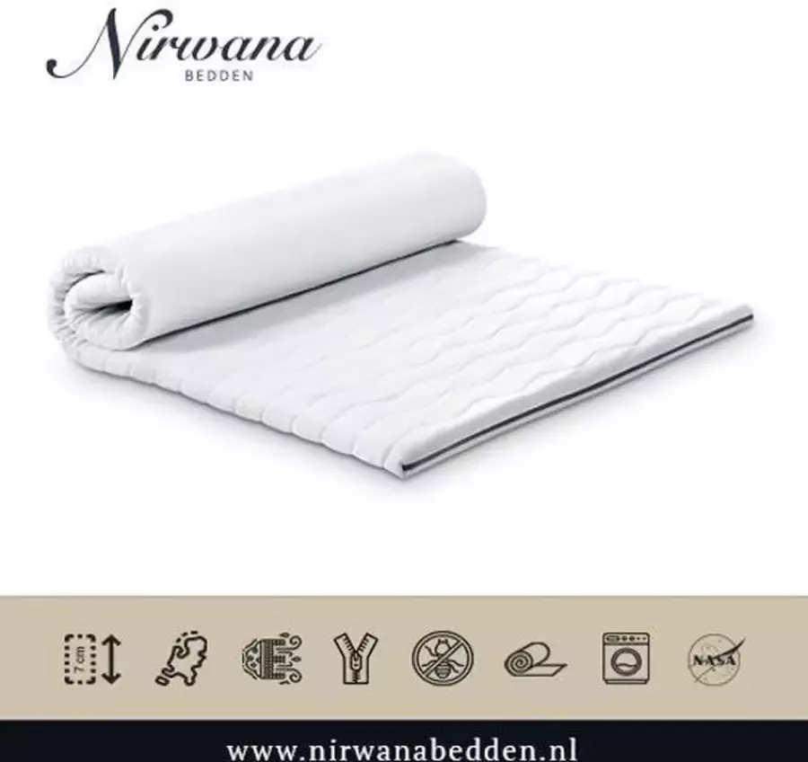 Nirwana Bedden 190x200 Topper Dekmatras Nasa traagschuim c.a. 6 cm dik