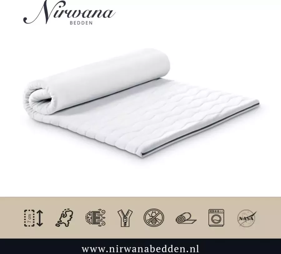 Nirwana Bedden 90x200 Topdekmatras Topper NASA-VISCO Traagschuim 7 CM