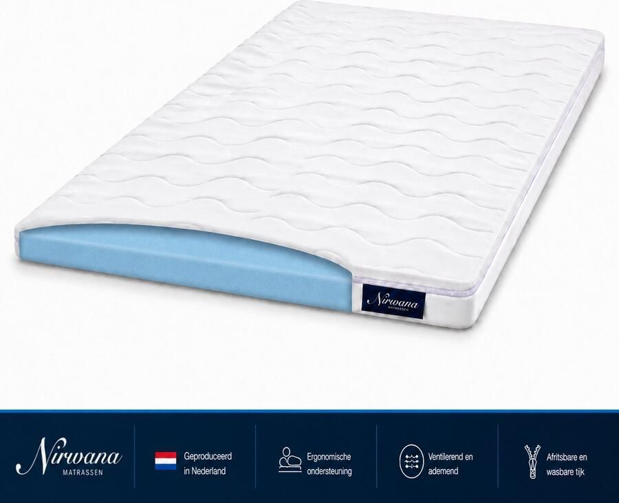 Nirwana Bedden Nirwana Traagschuim Topdekmatras 220x220 6 cm NASA Traagschuim Ergonomische Ondersteuning Luxe Afritsbare Hoes Geproduceerd in Nederland - Foto 2