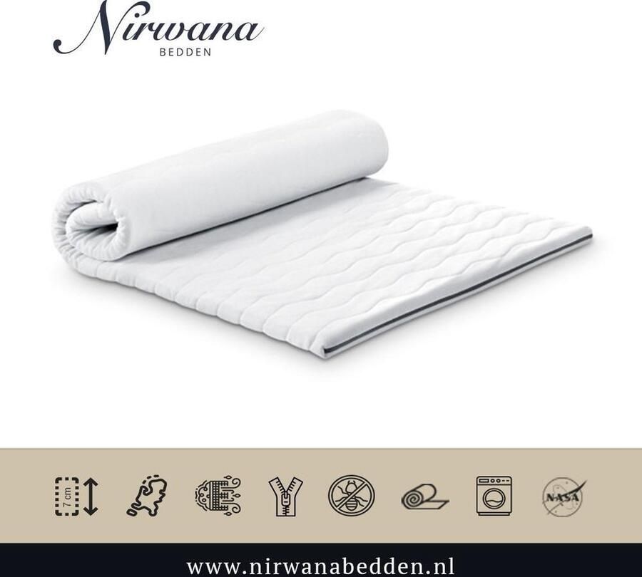 Nirwana Bedden Topdekmatras Topper 100x210 Koudschuim HR50 7 cm dik