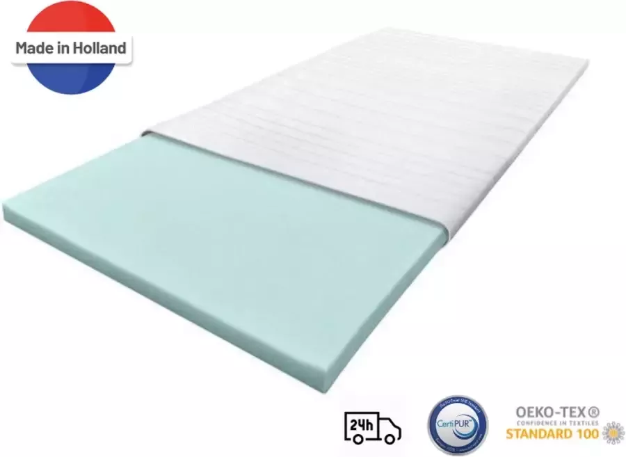 Nirwana Bedden Topper 150x200 Topmatras Topdekmatras- 7cm dik HR Koudschuim Afritsbaar en wasbaar CertiPUR Gecertificeerd Medium Hardheid Matrastopper